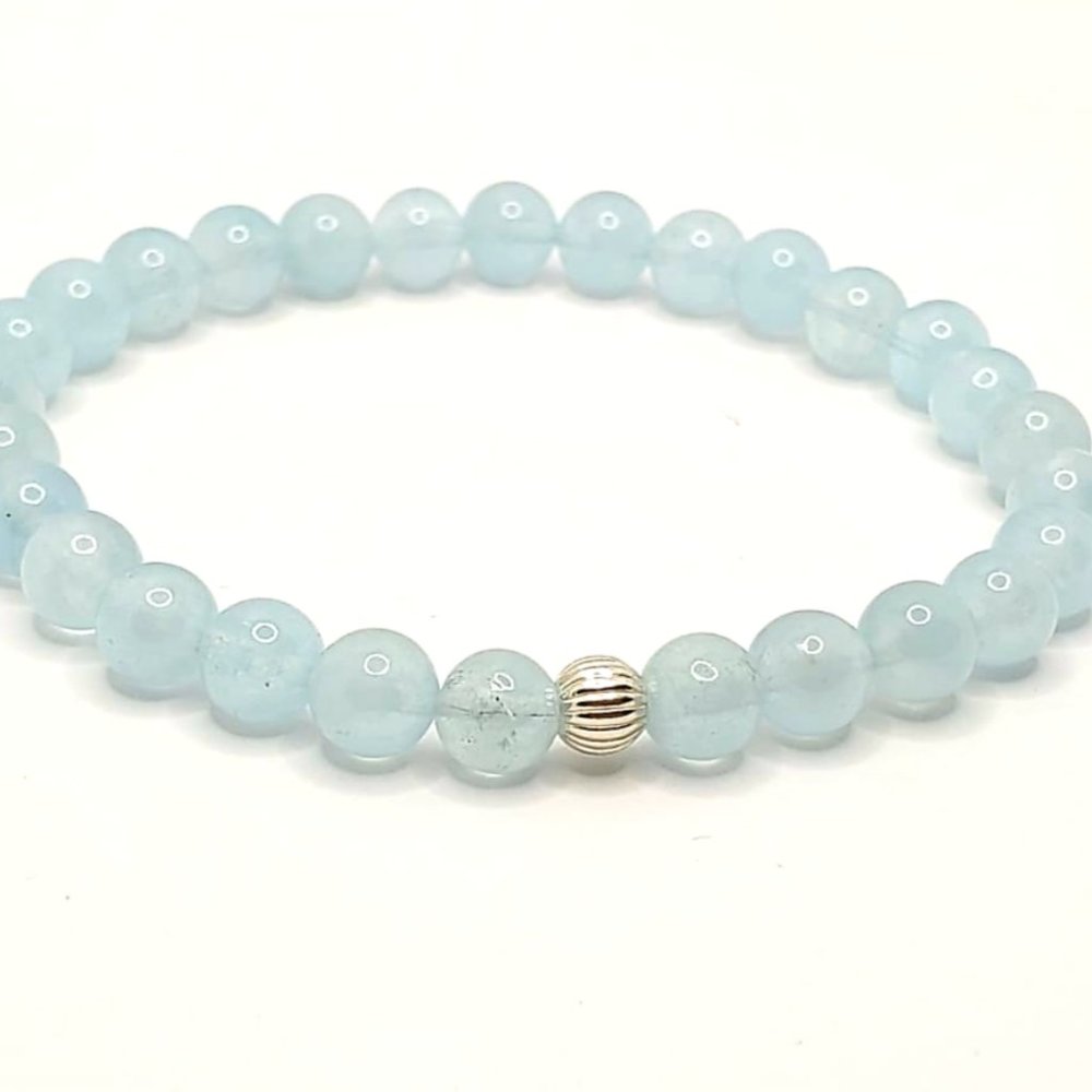 Genuine Aquamarine beaded bracelet